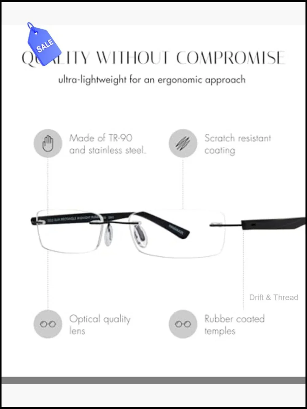 Slim Rectangle Reading Glasses Handmade Scratch Resistant Readers